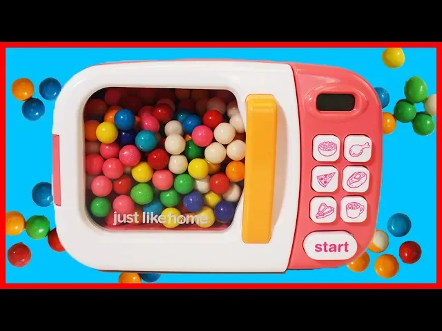 魔法微波爐出奇蛋玩具變寶物,泡泡糖機和 shopkins 驚喜袋